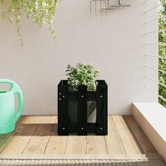 vidaXL aia disainiga taimekast, must, 30 x 30 x 30 cm, männipuit hind ja info | Lillekastid | kaup24.ee