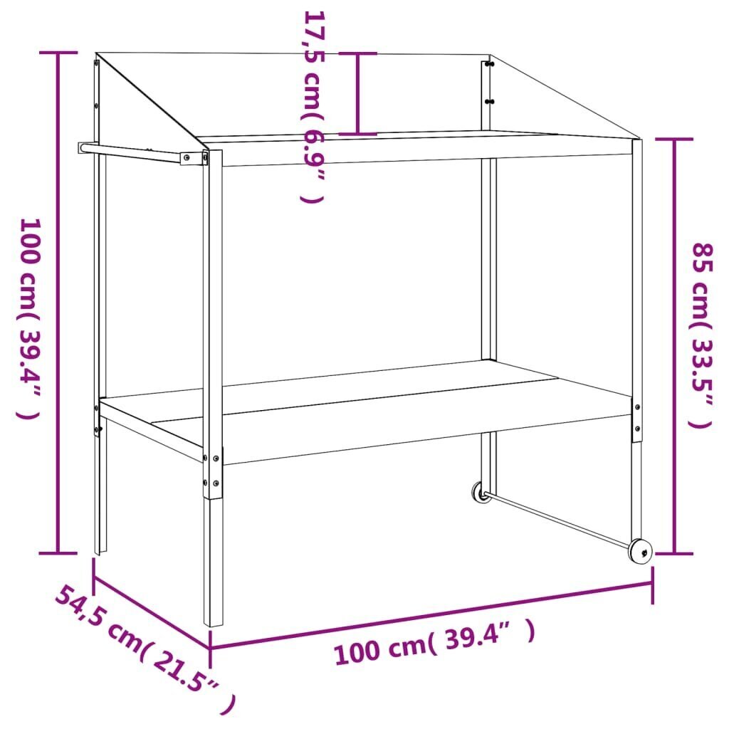 vidaXL taimealus, antratsiithall, 100 x 54,5 x 100 cm, tsingitud teras цена и информация | Vaasid, alused, redelid lilledele | kaup24.ee