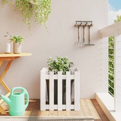 vidaXL aia disainiga taimekast, valge, 50 x 50 x 50 cm, männipuit hind ja info | Lillekastid | kaup24.ee