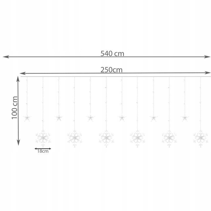 LED-jääpurikad ja lumehelbed, 138 LED-i, 5,4 m, soe valge цена и информация | Jõulutuled | kaup24.ee