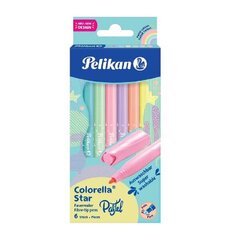 PELIKAN фломастеры Colorella Star, пастельные, круглые, 6 цветов цена и информация | Принадлежности для рисования, лепки | kaup24.ee