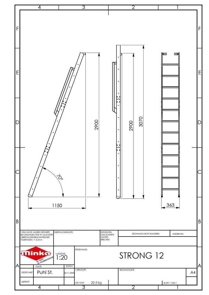 Trepp Minka Strong 12, Kõrgus 290 - 307 cm hind ja info | Trepid | kaup24.ee