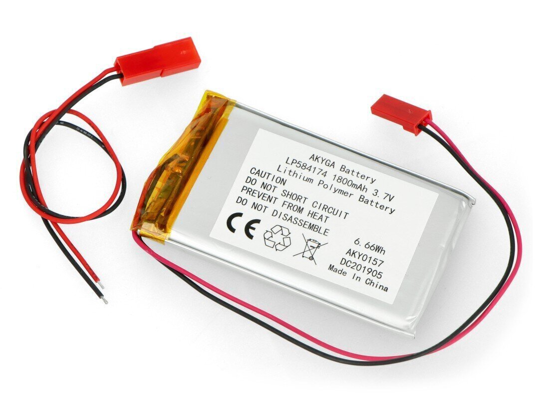 Akyga Li-Pol 1800mAh 1S 3.7V JST-BEC hind ja info | Akud | kaup24.ee