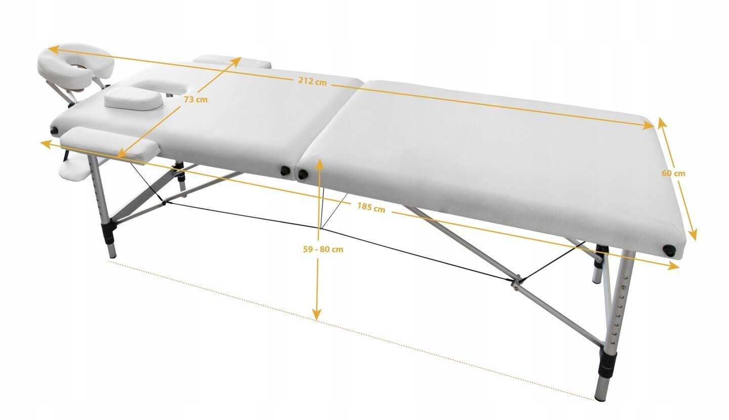 Kokkupandav massaažilaud I-coucou A2, 185x60cm, valge цена и информация | Massaažikaubad | kaup24.ee