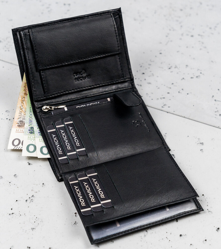 Nahast rahakott meestele, must hind ja info | Meeste rahakotid | kaup24.ee