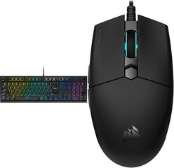 Corsair K60 RGB Pro Mechanical Gaming Keyboard, Qwertz, Schwarz & Qatar Pro XT Ultra-Light Gaming Gaming Mouse (симметричная форма, кнопки Corsair Quickstrike Feder, 18 000 DPI) Black цена и информация | Клавиатура с игровой мышью 3GO COMBODRILEW2 USB ES | kaup24.ee