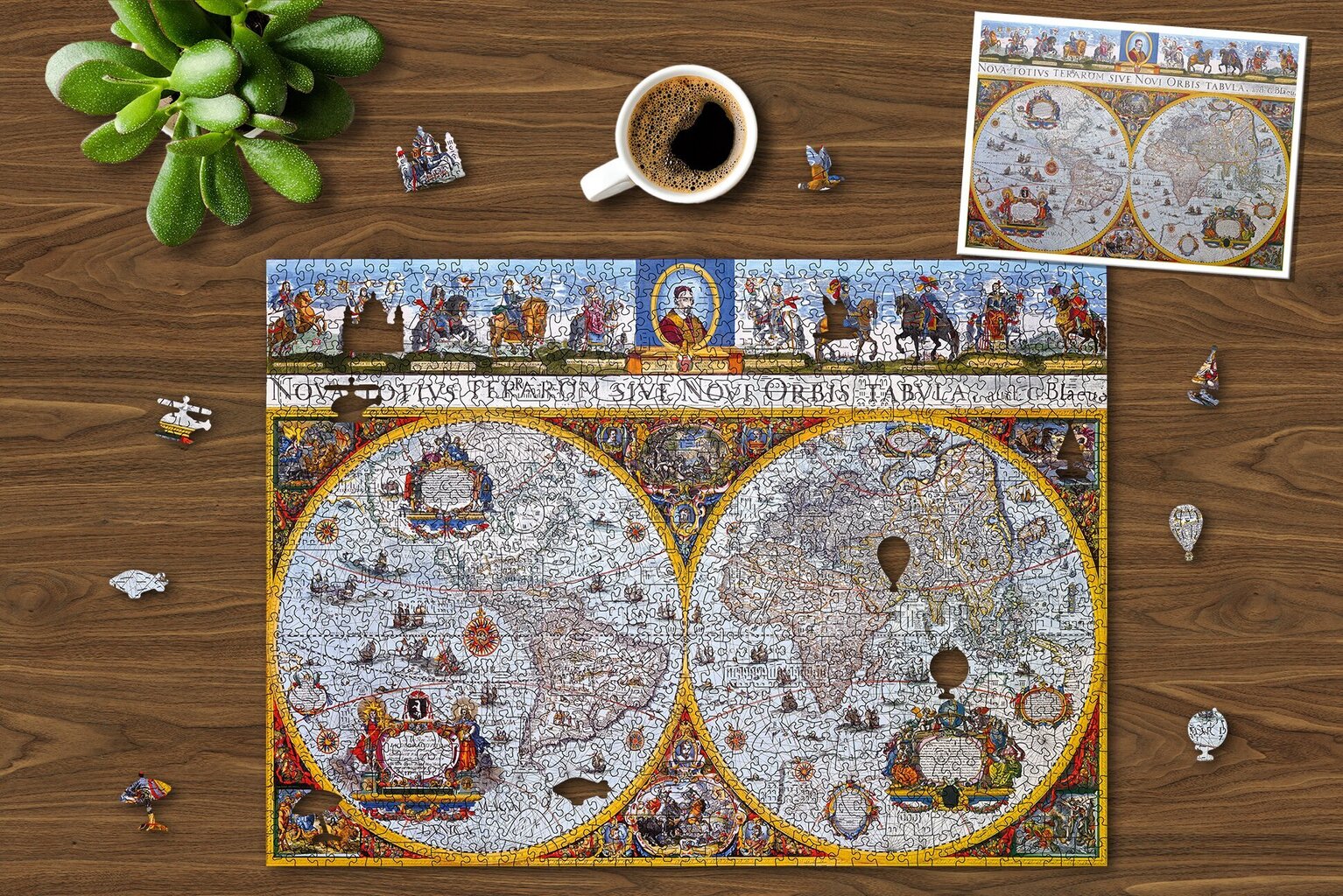 Puidust erikujuliste tükkidega pusle Nova Terrarum Antique Map 1000 osa hind ja info | Pusled | kaup24.ee
