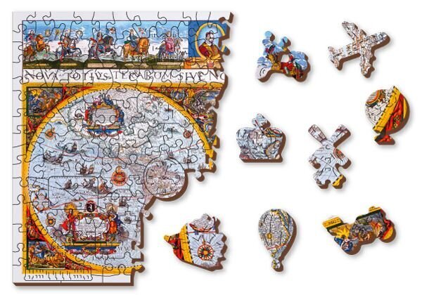 Puidust erikujuliste tükkidega pusle Nova Terrarum Antique Map 1000 osa hind ja info | Pusled | kaup24.ee