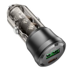 Borofone Car charger BZ25 Journey - USB + Type C - PD 38W 3A with Type C to Lightning cable black цена и информация | Зарядные устройства для телефонов | kaup24.ee