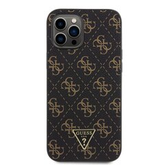 Guess PU Leather 4G Triangle Metal Logo Case for iPhone 12 Pro Max Black цена и информация | Чехлы для телефонов | kaup24.ee