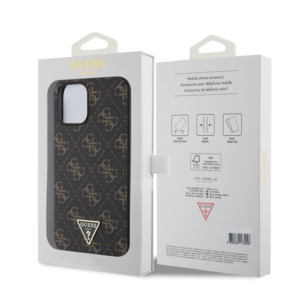 Guess PU Leather 4G Triangle Metal Logo Case hind ja info | Telefoni kaaned, ümbrised | kaup24.ee