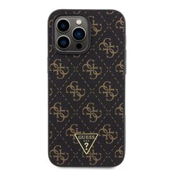 Guess PU Leather 4G Triangle Metal Logo Case for iPhone 14 Pro Max Black цена и информация | Чехлы для телефонов | kaup24.ee