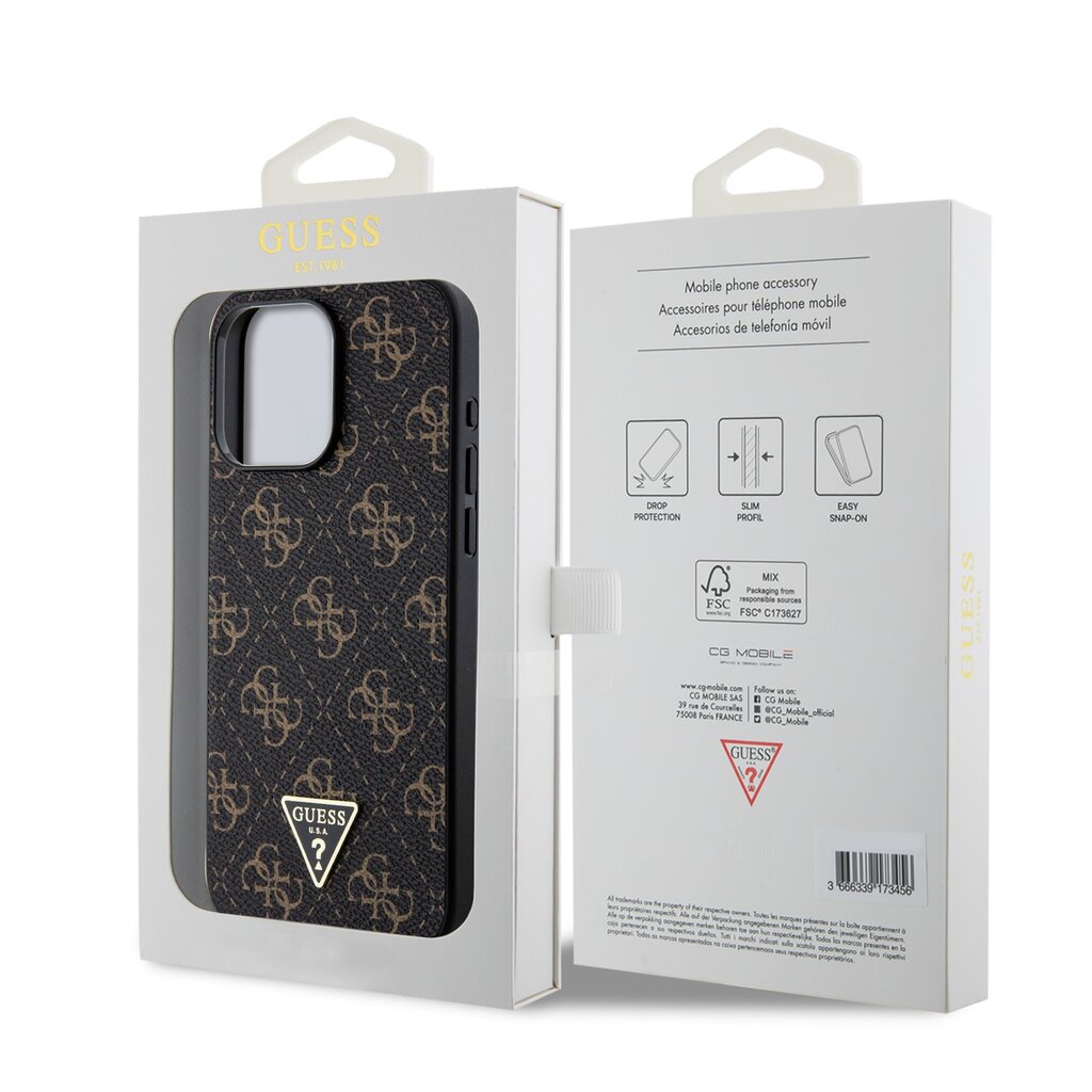 Guess PU Leather 4G Triangle Metal Logo Case hind ja info | Telefoni kaaned, ümbrised | kaup24.ee
