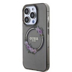 Guess PC|TPU Flowers Ring Glossy Logo MagSafe Case for iPhone 13 Pro Max Black цена и информация | Чехлы для телефонов | kaup24.ee