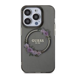 Guess PC|TPU Flowers Ring Glossy Logo MagSafe Case for iPhone 13 Pro Max Black цена и информация | Чехлы для телефонов | kaup24.ee