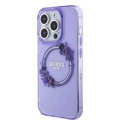 Guess PC|TPU Flowers Ring Glossy Logo MagSafe Case for iPhone 15 Pro Max Purple цена и информация | Чехлы для телефонов | kaup24.ee