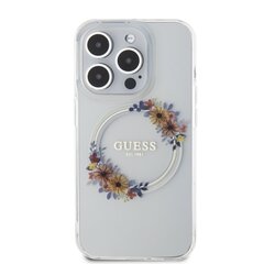 Guess PC|TPU Flowers Ring Glossy Logo MagSafe Case for iPhone 15 Pro Transparent цена и информация | Чехлы для телефонов | kaup24.ee