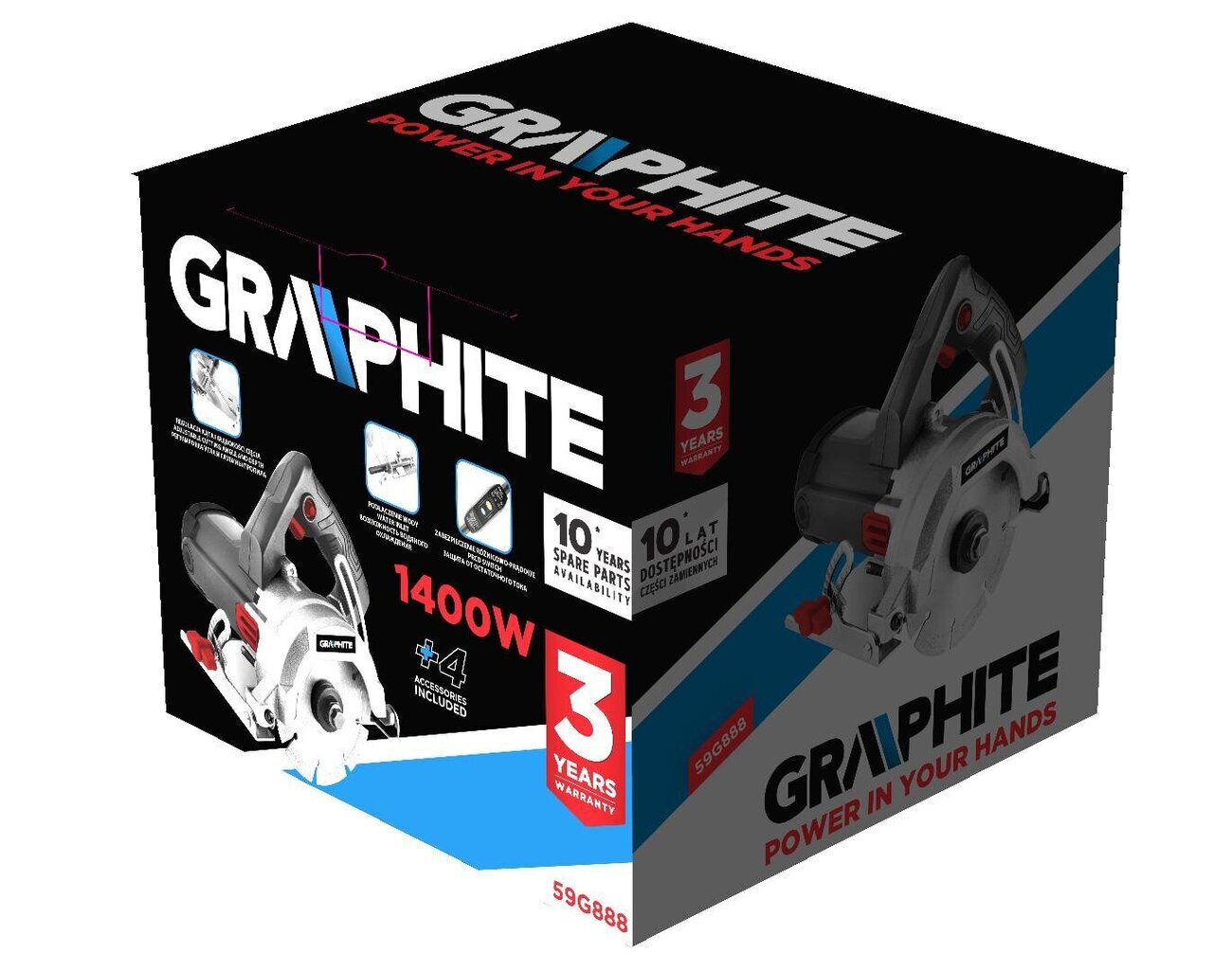 Grafiidilõikur Graphite 1400W, 125 mm hind ja info | Elektrilised saed, mootorsaed ja tarvikud | kaup24.ee