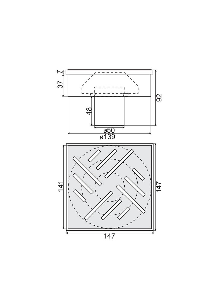 Sirge duširenn FI 50 15x15mm metallrestiga hind ja info | Duširennid | kaup24.ee