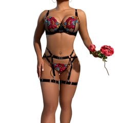 Комплект нижнего белья из трех частей Floral Sheer цена и информация | Сексуальное женское белье | kaup24.ee