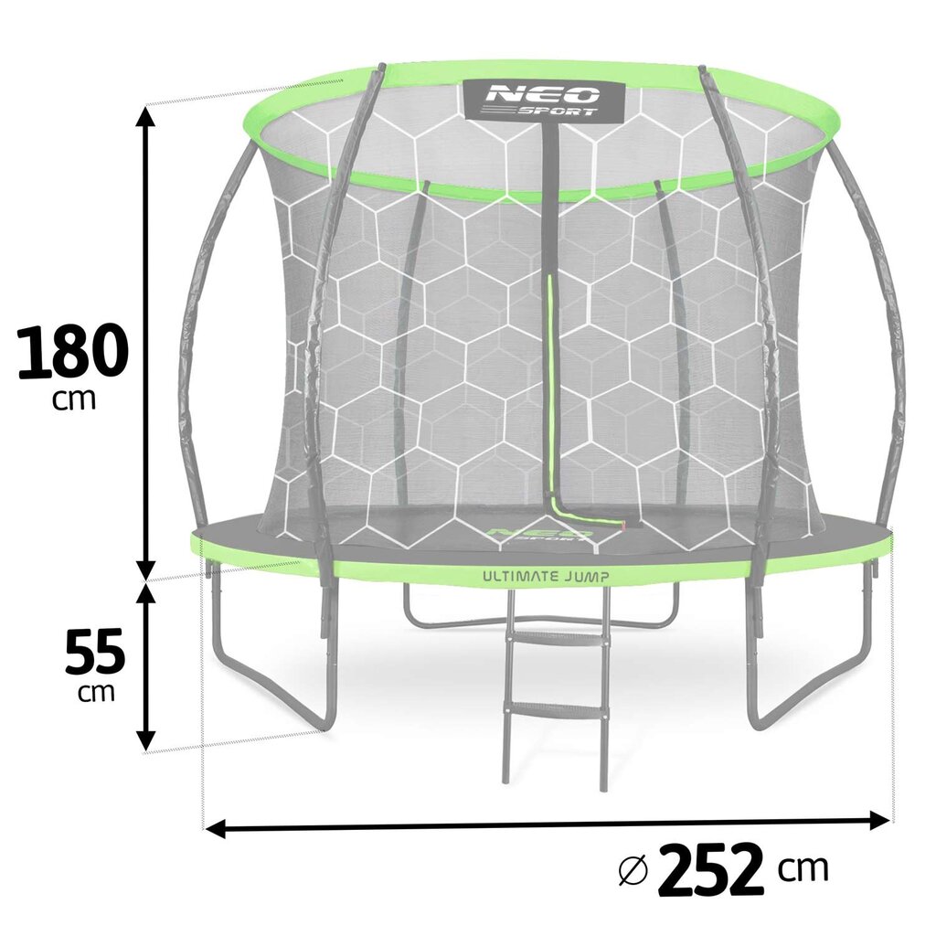 Aiatrampliin sisemise võrguga Neo Sport, 252 cm цена и информация | Batuudid ja batuudi varuosad | kaup24.ee