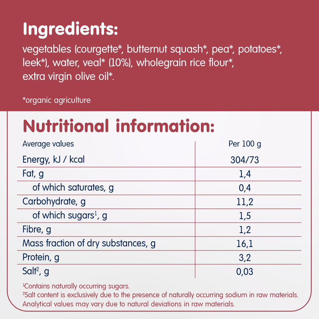 Köögiviljapüree vasikaliha ja täistera nisujahuga Fleur Alpine, 100 g x 6 tk. цена и информация | Püreed | kaup24.ee