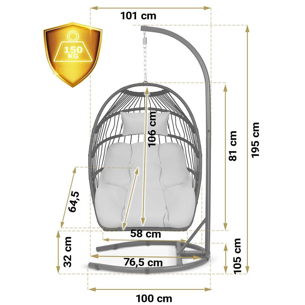 Padjadega ripptool, Luisiana, hall hind ja info | Aiatoolid | kaup24.ee