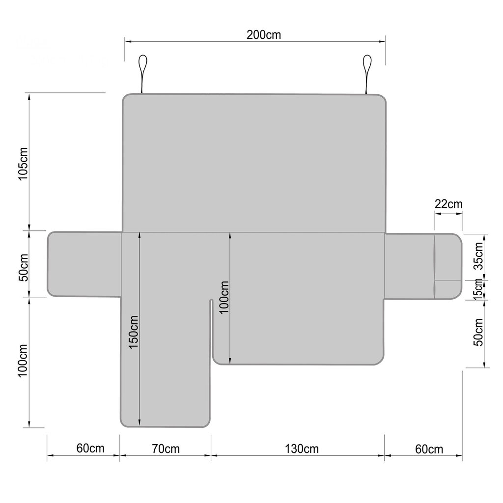 Nurgadiivani kaitsekate lemmikloomade poolt tekitatud mustuse vastu Doggy Paris, 200 cm, hall hind ja info | Pesad, kuudid | kaup24.ee