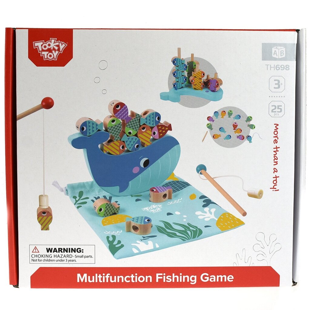 Puidust multifunktsionaalne mäng Tooky Toy Vaal ja kala, 4 ühes цена и информация | Imikute mänguasjad | kaup24.ee