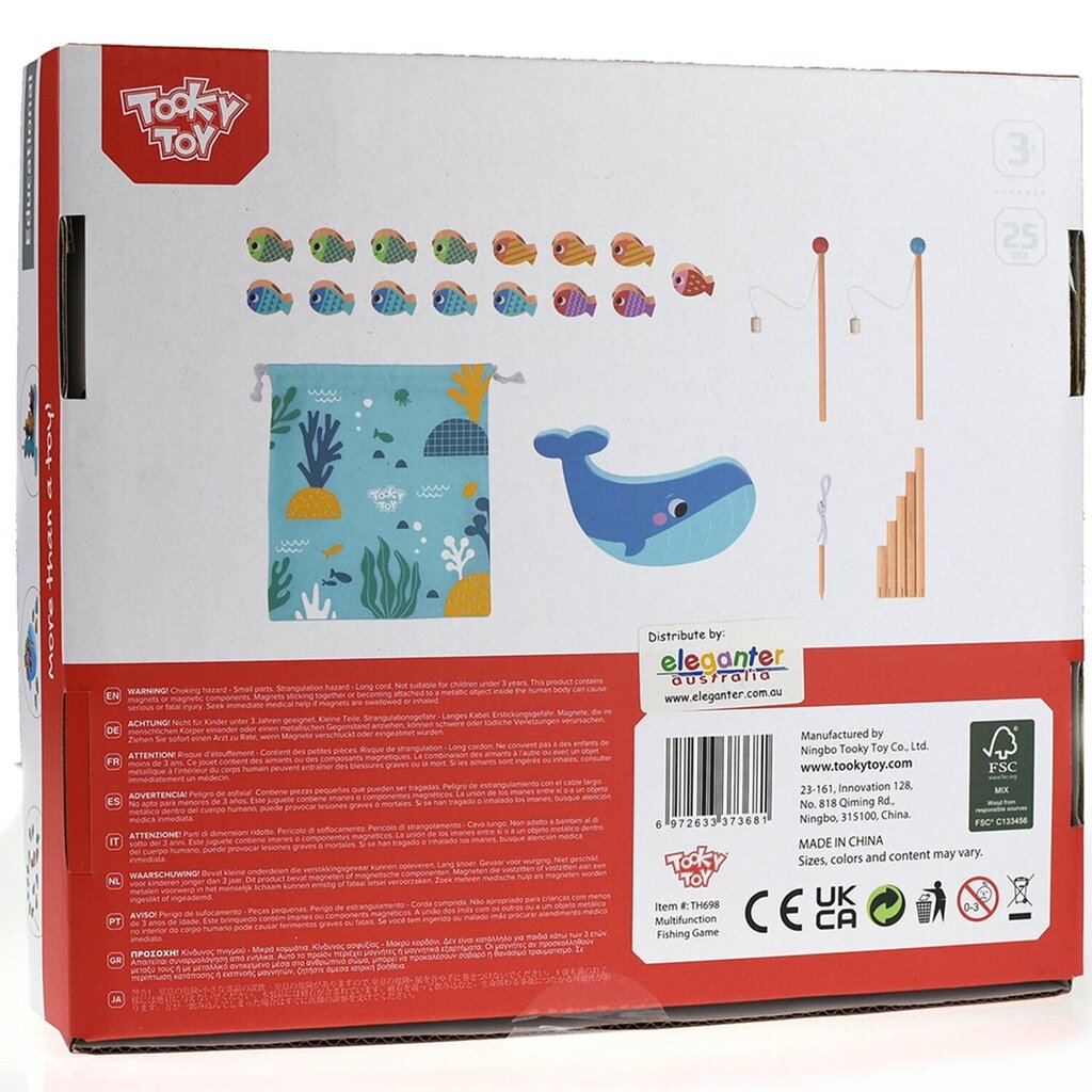 Puidust multifunktsionaalne mäng Tooky Toy Vaal ja kala, 4 ühes цена и информация | Imikute mänguasjad | kaup24.ee