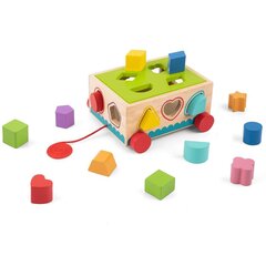 Puitklotside sorteerimiskäru Tooky Toy, 16 tk цена и информация | Развивающие игрушки | kaup24.ee