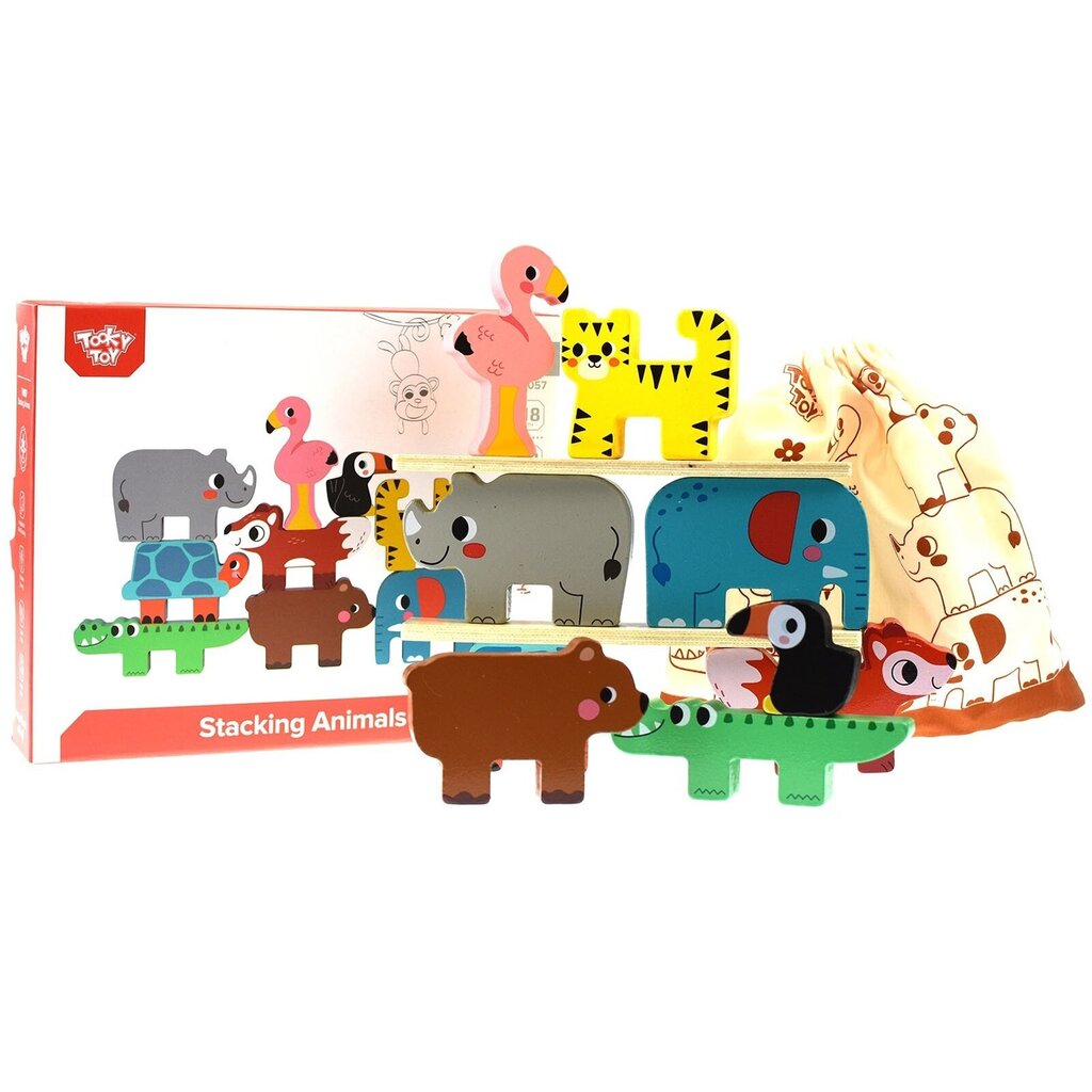 Puitklotsid Montessori loomapusle Tooky Toy, 9 tk hind ja info | Poiste mänguasjad | kaup24.ee