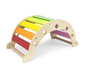 Качели VIGA Wooden Rocker Bridge 2in1 MONTESSORI Rainbow цена и информация | Развивающий мелкую моторику - кинетический песок KeyCraft NV215 (80 г) детям от 3+ лет, бежевый | kaup24.ee