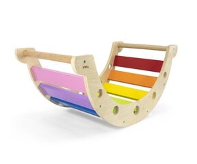 Качели VIGA Wooden Rocker Bridge 2in1 MONTESSORI Rainbow цена и информация | Развивающий мелкую моторику - кинетический песок KeyCraft NV215 (80 г) детям от 3+ лет, бежевый | kaup24.ee