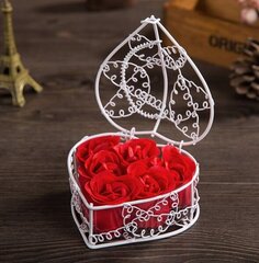Мыльные розы в металлической белой корзине, красные цена и информация | Мыло | kaup24.ee