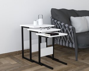 3-osaline laua komplekt, Asir, valge/must hind ja info | Diivanilauad | kaup24.ee