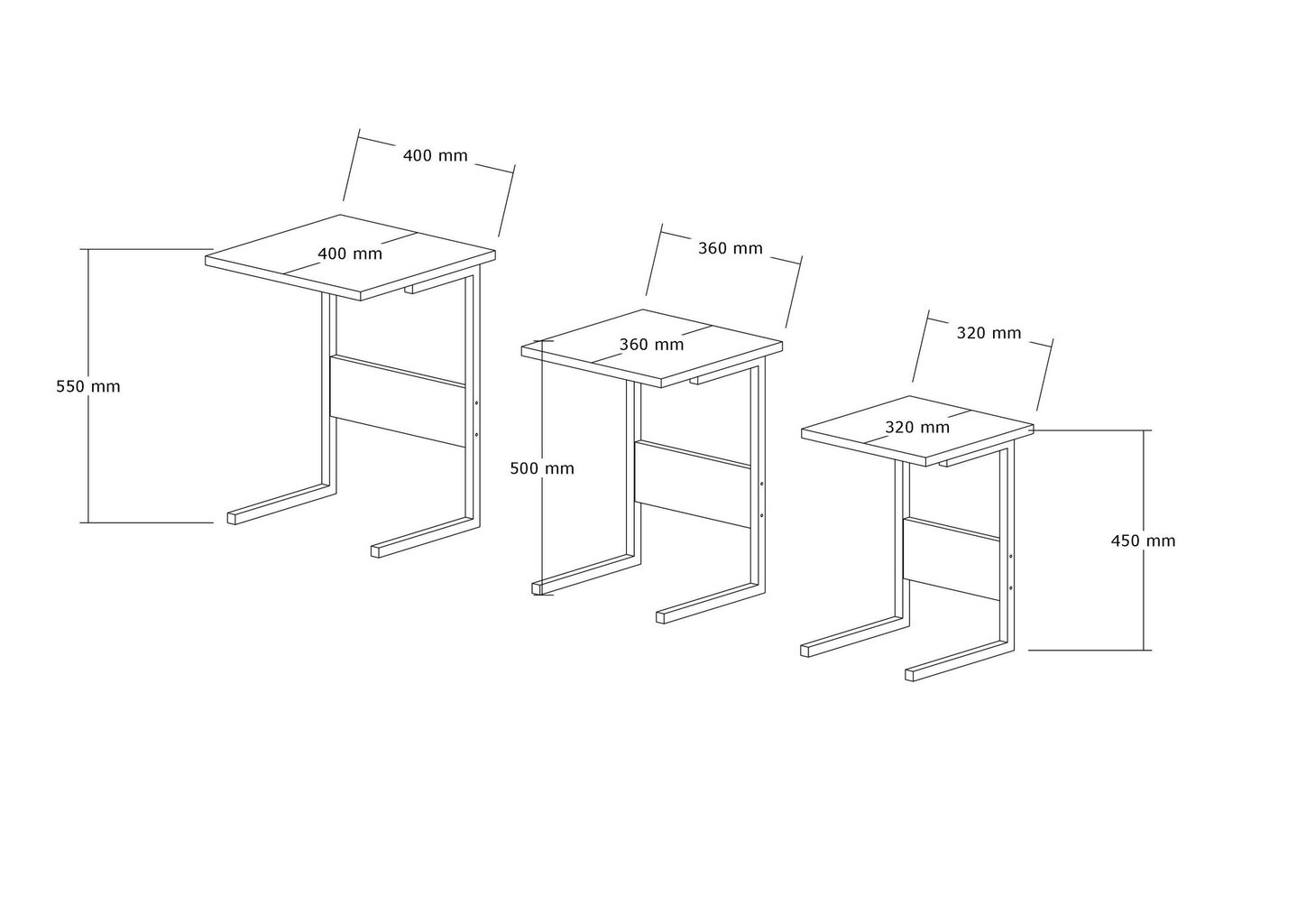 3-osaline laua komplekt, Asir, valge/must hind ja info | Diivanilauad | kaup24.ee