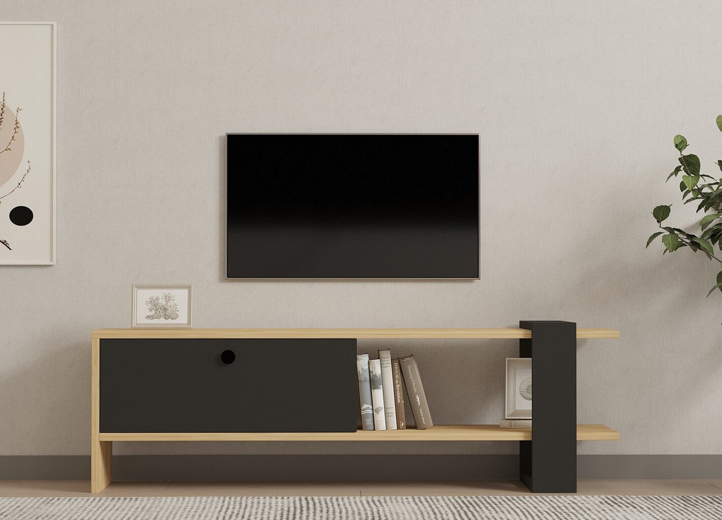 TV alus Asir, 120x36,8x25 cm, hall/beež цена и информация | TV alused | kaup24.ee