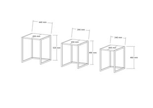 3-osaline laua komplekt Asir, 40x55x40 cm, must/helehall hind ja info | Diivanilauad | kaup24.ee