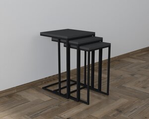 3-osaline laua komplekt Asir, 40x61,8x40 cm, hall/must hind ja info | Diivanilauad | kaup24.ee