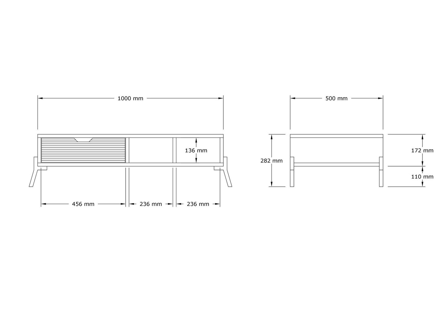 Diivanilaud Asir, 100x28,2x50 cm, helepruun/hall hind ja info | Diivanilauad | kaup24.ee