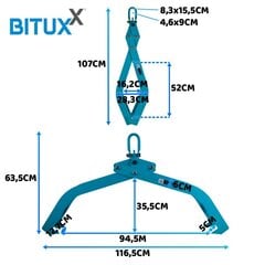 Puidu haarats 850mm 1500kg Bituxx цена и информация | Механические инструменты | kaup24.ee
