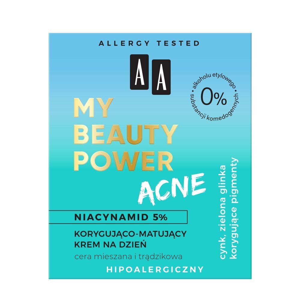 Päevakreem probleemsele nahale AA My Beauty Power Acne, 50 ml hind ja info | Näokreemid | kaup24.ee