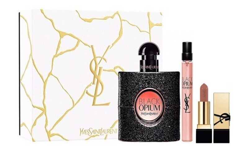 Komplekt Yves Saint Laurent Black Opium EDP naistele: parfüümvesi 90 ml + huulepulk + mini 10 ml hind ja info | Naiste parfüümid | kaup24.ee