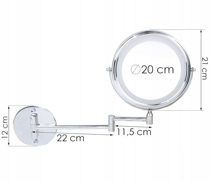 Kosmeetikapeegel valgustusega, 20 cm цена и информация | Meigikotid, lauapeeglid | kaup24.ee