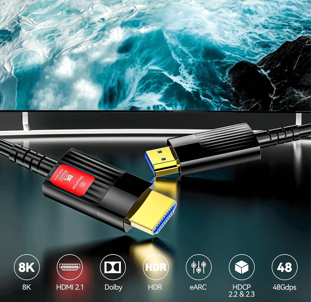 REAGLE HDMI 2.1 optiline 48Gbps AOC 8K 60HZ 4K 120HZ HDR kaabel 20M цена и информация | Lisatarvikud korpustele | kaup24.ee