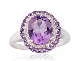 Punasest kullast sõrmus briljandiga Diamond Sky "Amethyst Greatness", proov 585 hind ja info | Sõrmused | kaup24.ee