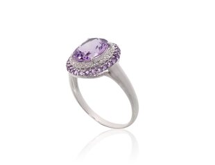 Punasest kullast sõrmus briljandiga Diamond Sky "Amethyst Greatness", proov 585 hind ja info | Sõrmused | kaup24.ee