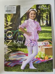 Колготки для девочек с серебристым узором Mona Kesi 01, 40 den, bianco цена и информация | Носки, колготки для девочек | kaup24.ee