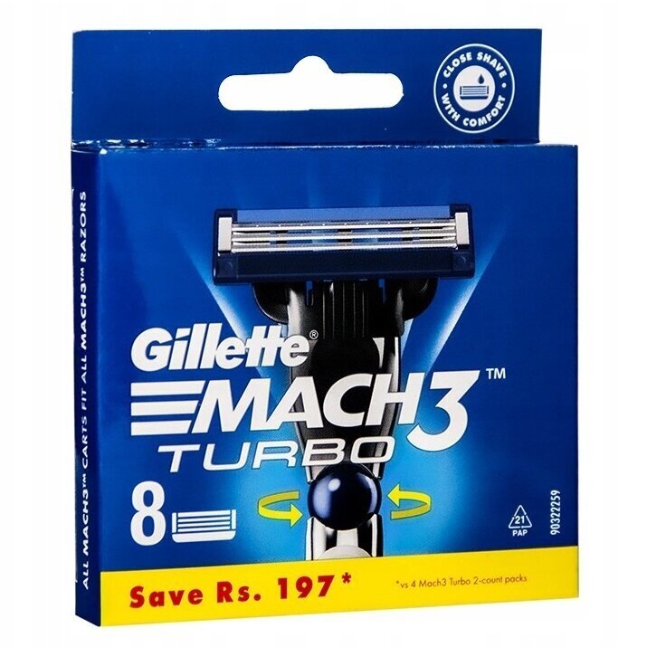 Turbo Teravikude kassetid Gillette Mach3, 8 tk hind ja info | Raseerimisvahendid | kaup24.ee